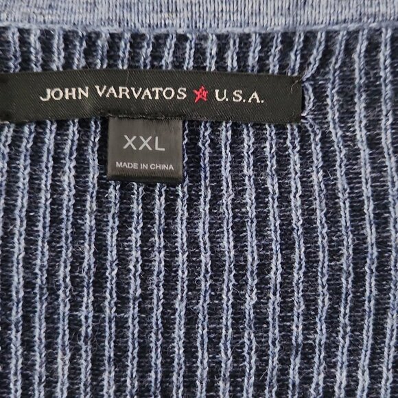 JOHN VARVATOS | Crewneck Sweater Cotton Wool Blend Navy Blue Ribbed Mens Sz XXL - Picture 3 of 8